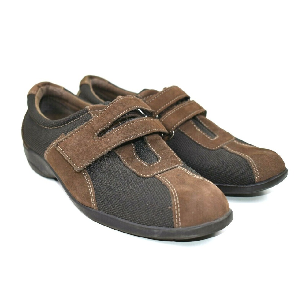 Strickly Comfort Women's Brown Leather Comfort Walking Flats Shoes 6 M